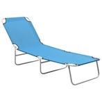 vidaXL Ligbed inklapbaar staal en stof turquoiseblauw, Tuin en Terras, Ligbedden, Verzenden, Nieuw