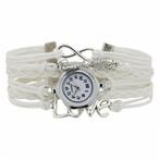 Fako® - Armband Horloge - Multi Infinity Uiltjes Love - Wit, Nieuw, Verzenden
