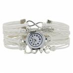 Fako® - Armband Horloge - Multi Infinity Uiltjes Love - Wit, Sieraden, Tassen en Uiterlijk, Horloges | Dames, Verzenden, Nieuw