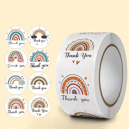 500 Stickers Labels Rol Thank you Regenboog rol etiketten, Huis en Inrichting, Woonaccessoires | Kunstplanten en Kunstbloemen