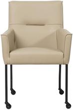 Taupe leren moderne eetkamerstoel - Toledo Leer Mastic (taup, Huis en Inrichting, Stoelen, Overige kleuren, Nieuw, Leer, Ophalen of Verzenden