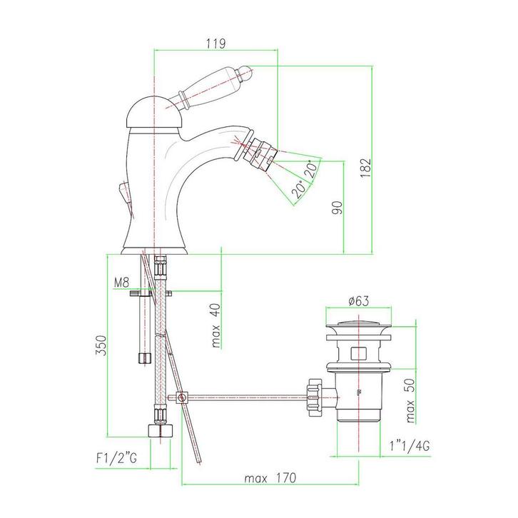 Bidetmengkraan Sapho Kirké Retro Wit 1-hendel Gebogen 18.2, Doe-het-zelf en Verbouw, Sanitair, Ophalen of Verzenden