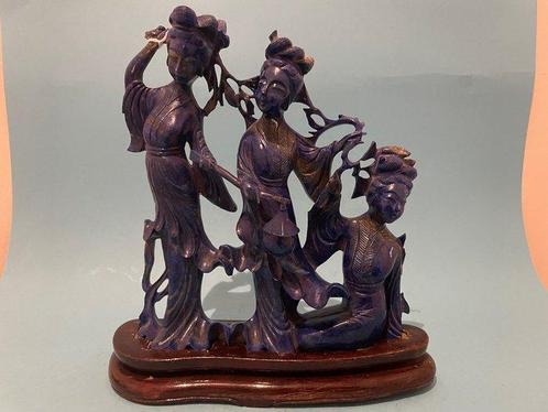 Figuur - Hout, Lapis Lazuli - China (Zonder Minimumprijs), Antiek en Kunst, Antiek | Overige Antiek
