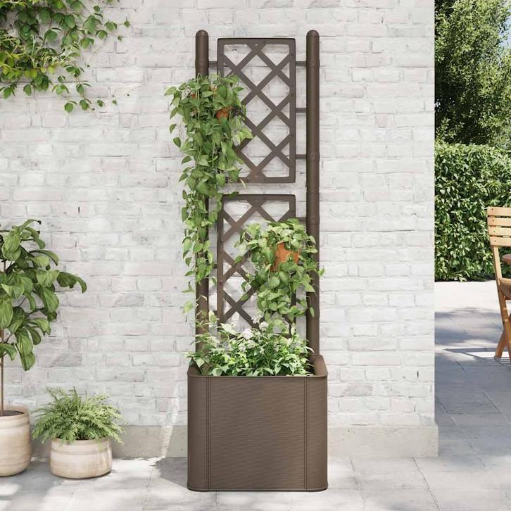 vidaXL Plantenbak hoog met latwerk en zelfbewateringssysteem, Tuin en Terras, Bloembakken en Plantenbakken, Minder dan 60 cm, Nieuw