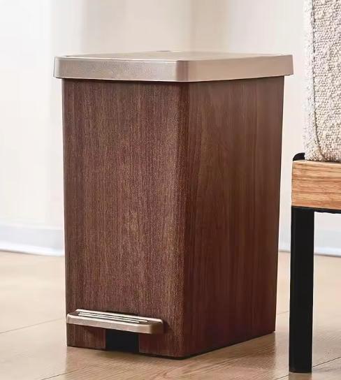 Prullenbak met Houtnerf – Dubbel Deksel en Modern Design, Huis en Inrichting, Woonaccessoires | Prullenbakken, Nieuw, Verzenden