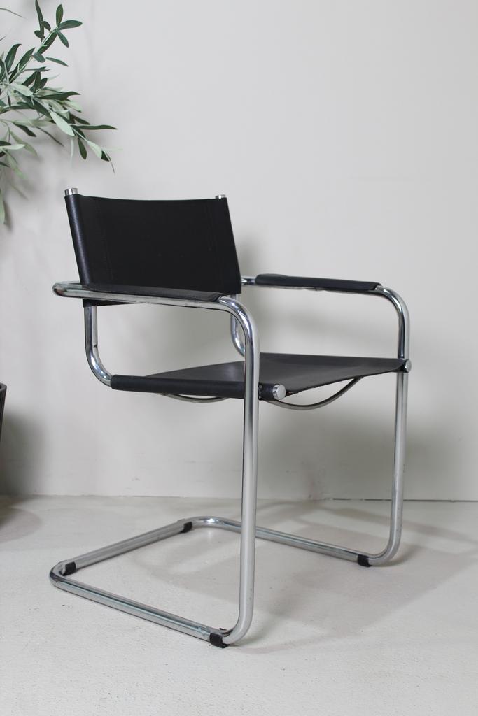 Buisframe design stoel Mart Stam, Huis en Inrichting, Stoelen, Zwart, Gebruikt, Leer, Metaal