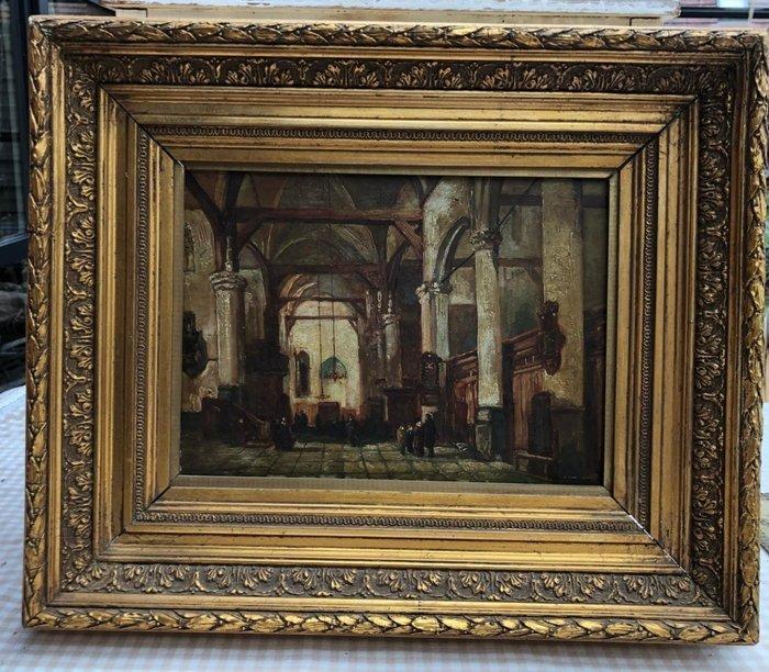 J.Bosboom (XIX-XX) - Kerk van Amsterdam, Antiek en Kunst, Kunst | Schilderijen | Klassiek