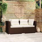 vidaXL Tweezitsbank met kussens poly rattan bruin, Tuin en Terras, Verzenden, Nieuw, Rotan
