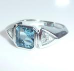 Ring - 18 karaat Witgoud - 1.60ct. tw. Aquamarijn - Diamant, Nieuw