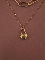 Ketting met hart slot, Sieraden, Tassen en Uiterlijk, Armbanden, Ophalen of Verzenden, Nieuw, Goud, Staal