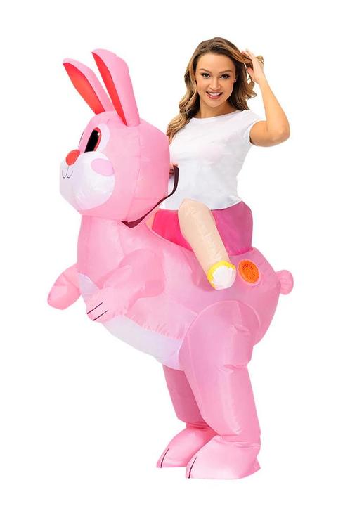 KIMU® Opblaas Kostuum Zittend Op Konijn Roze Opblaasbaar pak, Kleding | Dames, Carnavalskleding en Feestkleding, Kleding, Nieuw
