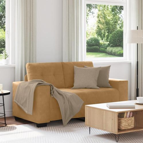 vidaXL Loveseat 120 cm fluweel bruin, Huis en Inrichting, Banken | Bankstellen, Nieuw, Minder dan 150 cm, Stof, Verzenden