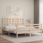 vidaXL Bedframe met hoofdbord massief hout 160x200 cm, Huis en Inrichting, Bruin, Verzenden, 200 cm, 160 cm