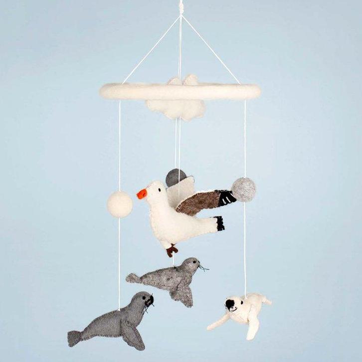 Vilten Mobiel Meeuw & Zeehondjes - 19x50cm NIEUW, Kinderen en Baby's, Kinderkamer | Inrichting en Decoratie, Nieuw, Ophalen of Verzenden