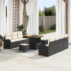 vidaXL 10-delige Ligbedset met Kussens Zwart Poly Riet, Tuin en Terras, Verzenden, Nieuw, Rotan