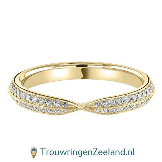 Aanschuifring in 9/18 karaat geelgoud Twist-vorm met 52 d..., Sieraden, Tassen en Uiterlijk, Ringen, Verzenden