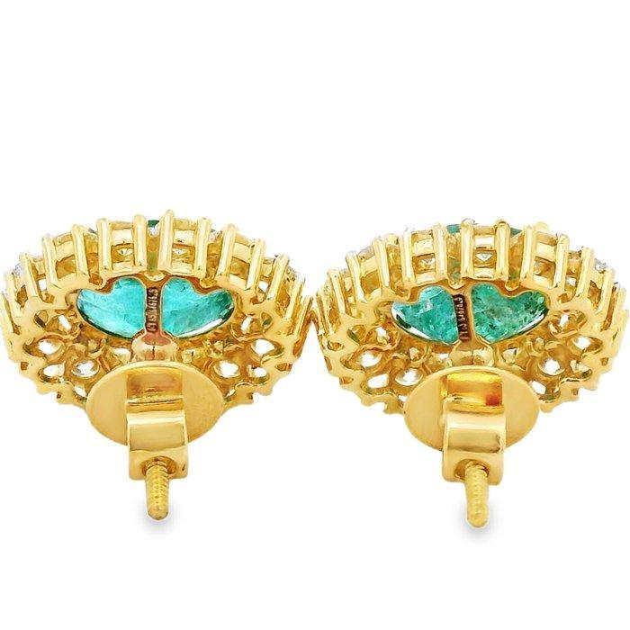 Oorstekers - 18 karaat Geel goud, Gepolijst rhodium -, Sieraden, Tassen en Uiterlijk, Antieke sieraden