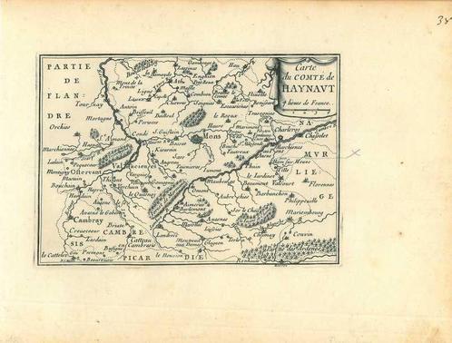Kaart van Hainaut, Antiek en Kunst, Kunst | Etsen en Gravures