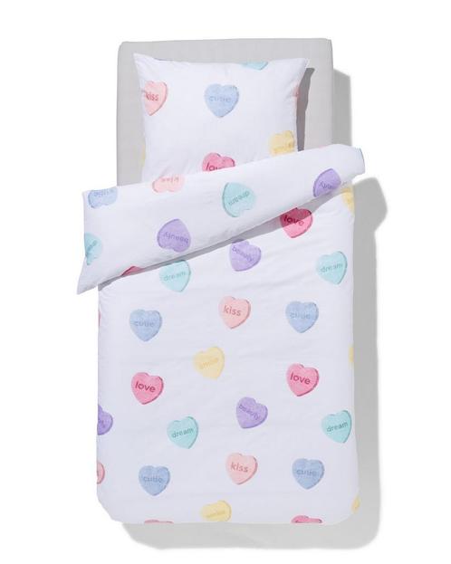 HEMA Kinder dekbedovertrek zacht katoen 140x200 hartjes, Huis en Inrichting, Slaapkamer | Beddengoed, Nieuw, Verzenden