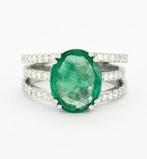 Ring Witgoud -  3.93 tw. Smaragd - Diamant