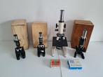 Microscoop - 4 vintage microscopen (3 in origineel houten