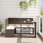 vidaXL Tuinbank met tafel en kussens L-vormig poly rattan, Tuin en Terras, Verzenden, Nieuw, Rotan