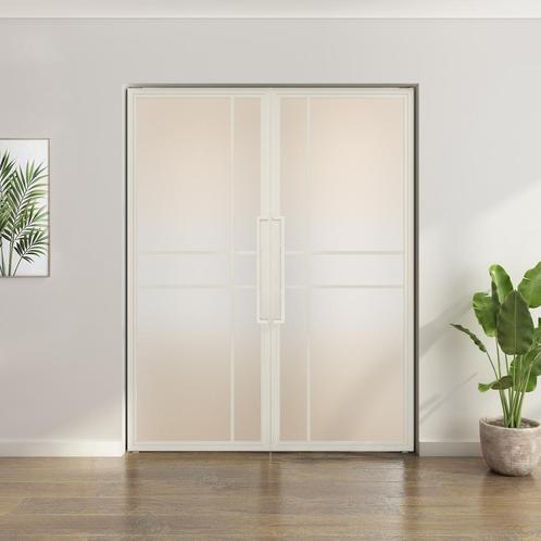 Dubbele stalen taatsdeur 6 Vlaks Wit Mat glas Luxe design, Doe-het-zelf en Verbouw, Deuren en Horren, Nieuw, Metaal, Overige typen