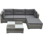 vidaXL 5-delige Loungeset met kussens poly rattan grijs, Tuin en Terras, 5 zitplaatsen, Nieuw, Loungeset, Verzenden