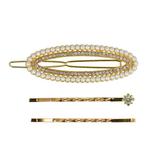 Haarspeld Haarclip 6cm - Ovaal - Parel Strass Steentjes -, Nieuw