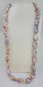 Halsketting Grote 17x20mm roze Edison freshwater parels., Nieuw