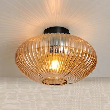 Design Plafondlamp Rond Amberglas beschikbaar voor biedingen