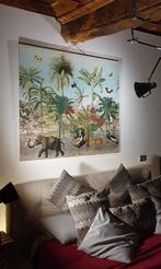Exclusief Aziatisch katoenpaneel met luipaarden, olifanten,