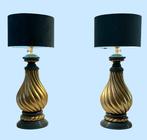 Hollywood Regency - Tafellamp (2) - Hout, Messing - Barokke, Antiek en Kunst, Curiosa en Brocante