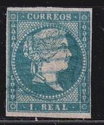 Spanje 1855 - Edifil 45 - 1 real groenblauwe - blauwe, Gestempeld