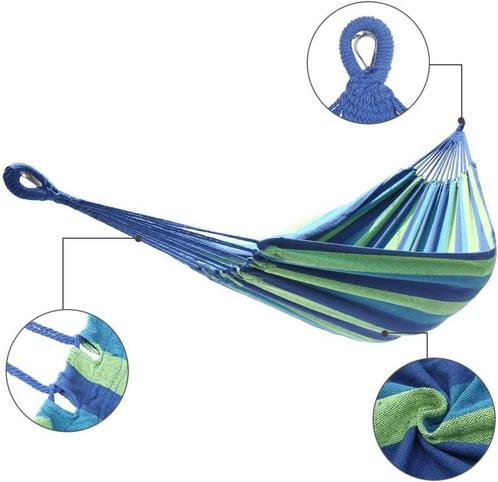 Grote hangmat voor 2 personen - 220x150 cm - blauw groen..., Tuin en Terras, Hangmatten, Nieuw, Ophalen of Verzenden