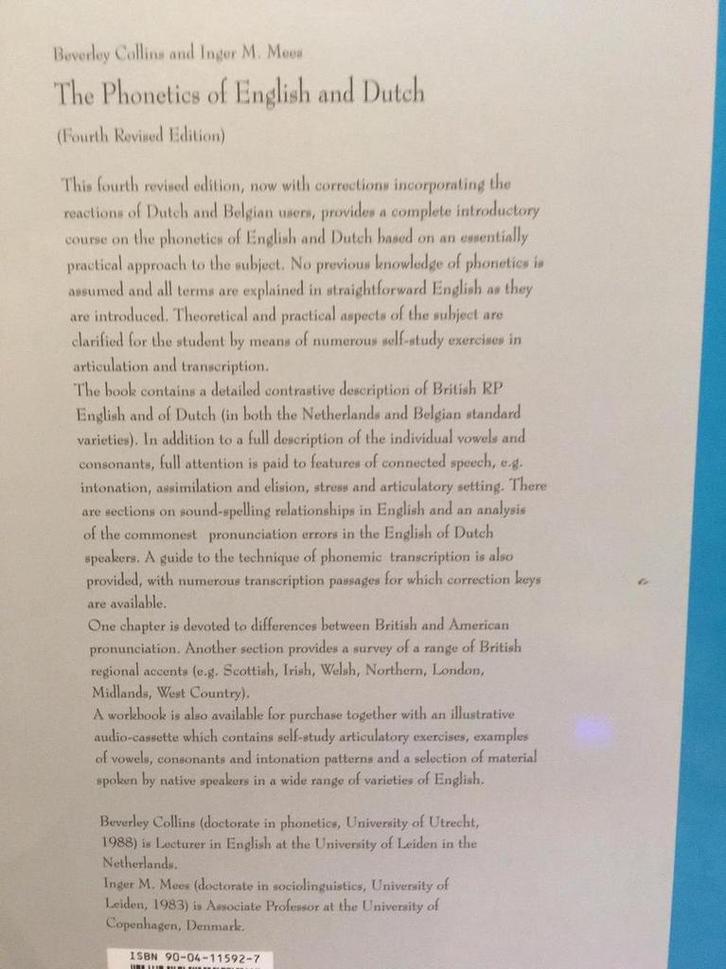 The phonetics of English and Dutch 9789004115927 B. Collins, Boeken, Overige Boeken, Gelezen, Verzenden