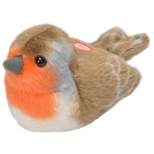 Pluche roodborstje vogel met geluid 14 cm - Knuffel vogels, Kinderen en Baby's, Speelgoed | Knuffels en Pluche, Verzenden