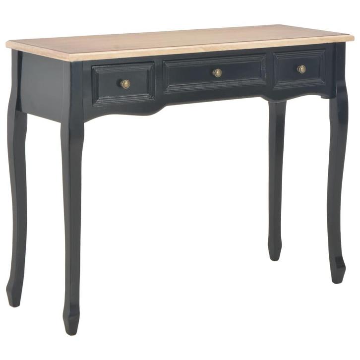 vidaXL Bijzettafeltje met 3 lades zwart, Huis en Inrichting, Tafels | Bijzettafels, Nieuw, Hout, 60 cm of meer, Verzenden