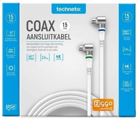 Technetix coaxkabel RLA++21 - ZIGGO geschikt (diverse lengte, Doe-het-zelf en Verbouw, Elektra en Kabels, Nieuw, Ophalen of Verzenden