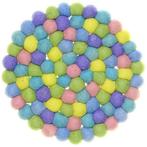 Vilten Onderzetter Rond - Bolletjes Volle Pastelkleuren - 20, Ophalen of Verzenden, Nieuw