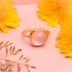 Rosé gouden ring met maansteen (roségoud, facet geslepen), Sieraden, Tassen en Uiterlijk, Ringen, Gebruikt, Overige kleuren, Ophalen of Verzenden