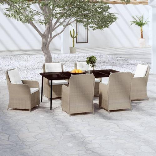vidaXL 7-delige Tuinset bruin, Tuin en Terras, Tuinsets en Loungesets, Tuinset, Nieuw, 6 zitplaatsen, Rotan, Verzenden