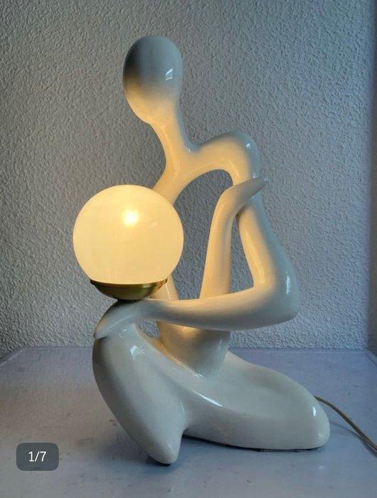 Miguel Hernández Cortés - Tafellamp met beeldje - Opaline, Antiek en Kunst, Antiek | Lampen