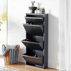 Schoenenkast Sokndal 4 kleppen grijs 118x50x15 cm [en.casa], Verzenden, Nieuw