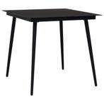 vidaXL Tuintafel 80x80x74 cm staal en glas zwart, Verzenden, Nieuw, Metaal