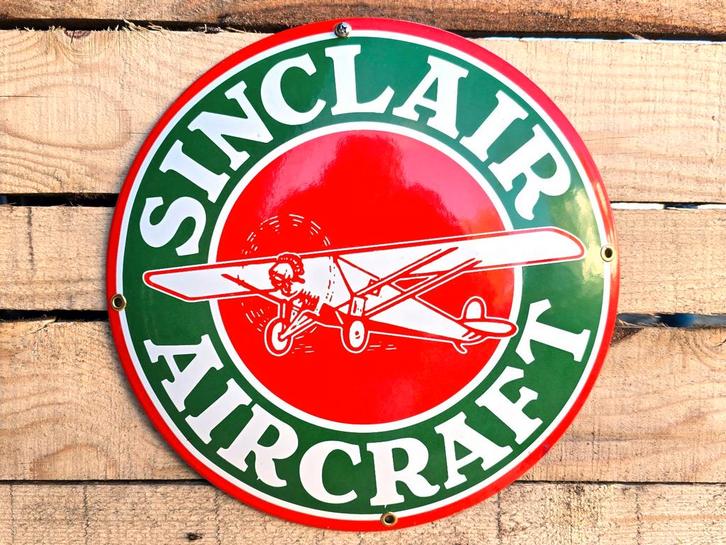 Sinclair Aircraft - Gebold Emaille Bord, Verzamelen, Merken en Reclamevoorwerpen, Verzenden