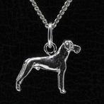 Zilveren Duitse dog oren ongecoupeerd ketting hanger - klein, Verzenden, Nieuw