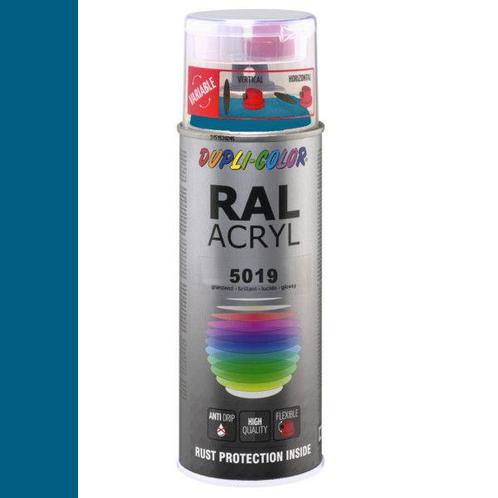 Dupli-Color Ral Acryl Ral 5019 Capri blauw Hoogglans 400 ml, Doe-het-zelf en Verbouw, Verf, Beits en Lak, Nieuw, Ophalen of Verzenden