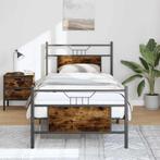 vidaXL Bedframe zonder matras hout gerookt eikenkleurig, 90 cm, Eenpersoons, Bruin, Verzenden