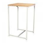 Statafel Kubo Party | Staal | Wit/Bamboe | 70 x 70 x 110 cm, Verzenden, Nieuw in verpakking